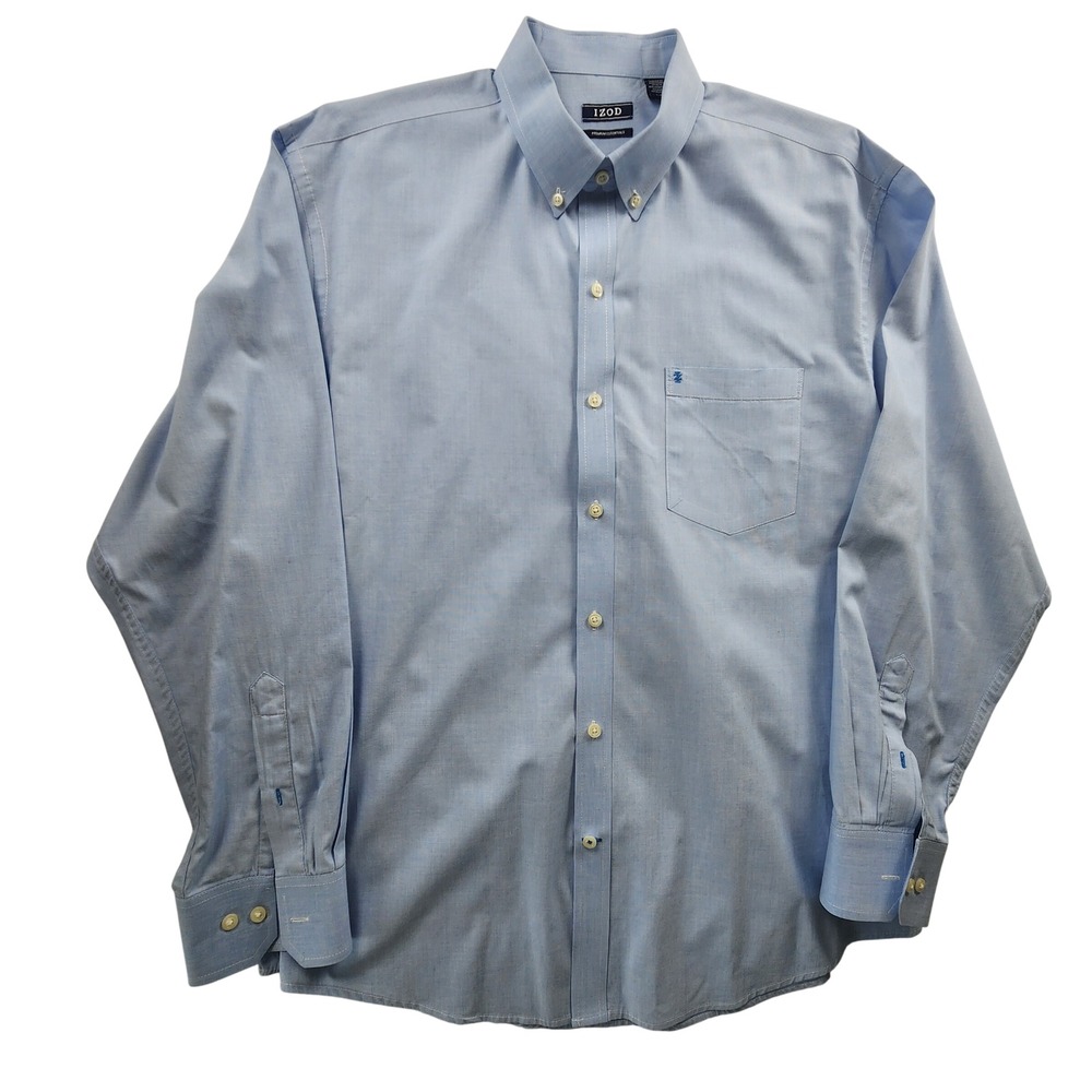 IZOD Premium Essentials Mens Large Light Blue Long Sleeve Button Down Oxford EUC